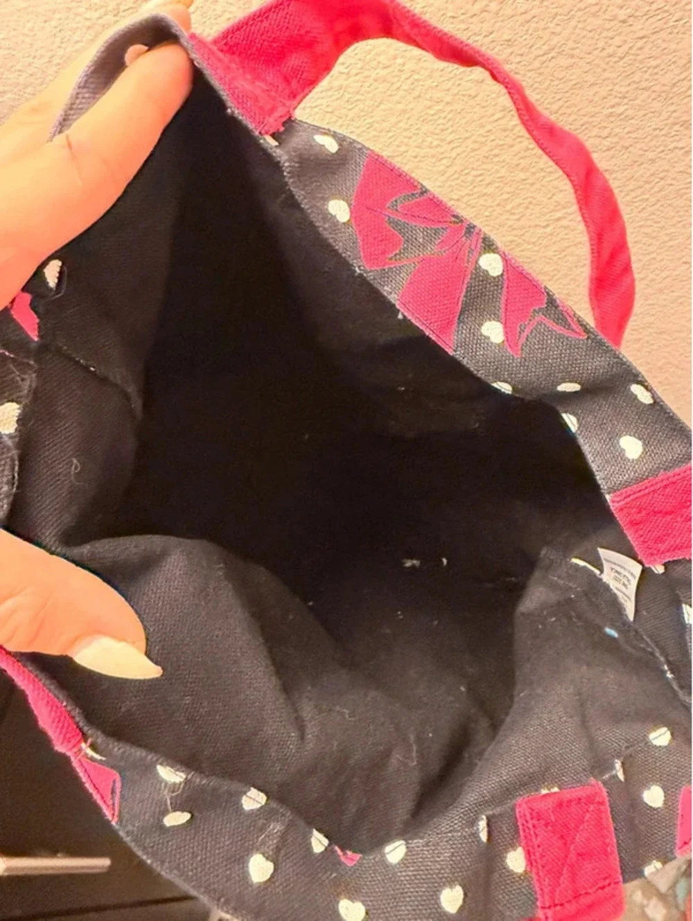 Cute Polka Dot & Bow Canvas Tote
